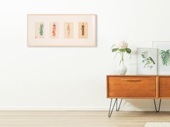 Art Déco Fashion Illustration, Gouache on Paper Coloured Drawings, 1920s