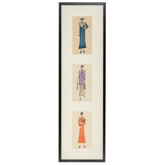 Art Déco Fashion Illustration, Gouache on Paper ready to hang Framed