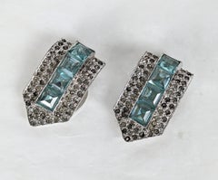 Art Deco Faux Aquamarine Dress Clips