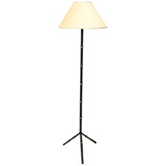 Antique Art Deco Faux Bamboo Floor Lamp by Jacques Adnet, circa 1940