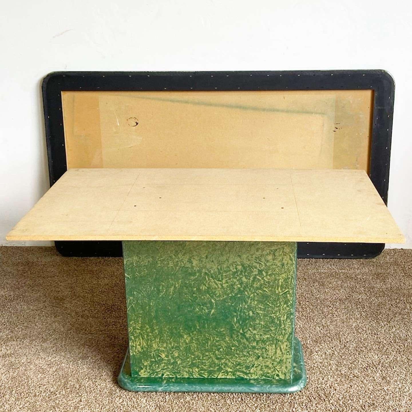 Late 20th Century Art Deco Faux Green Marble Rectangular Dining Table For Sale