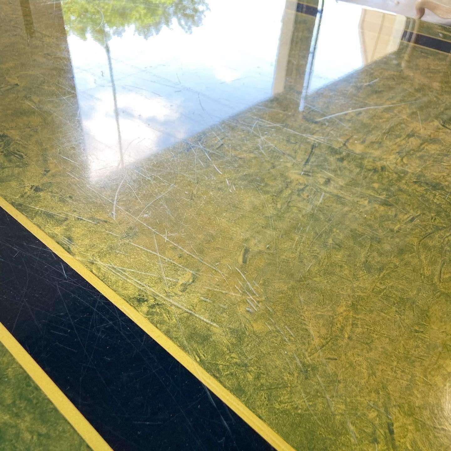 Fin du 20e siècle Table de salle à manger rectangulaire Art Déco en faux marbre vert