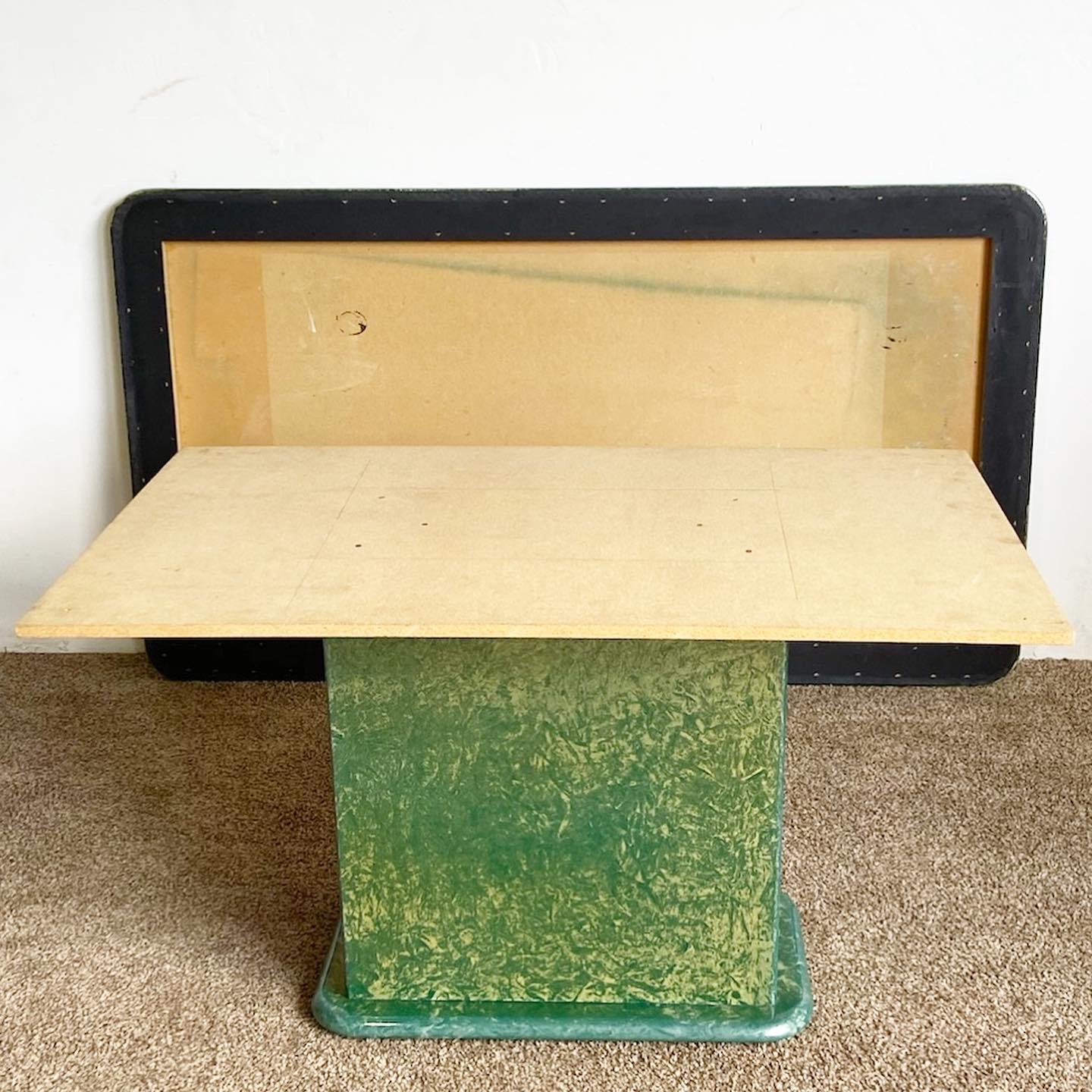 Art Deco Faux Green Marble Rectangular Dining Table For Sale at 1stDibs