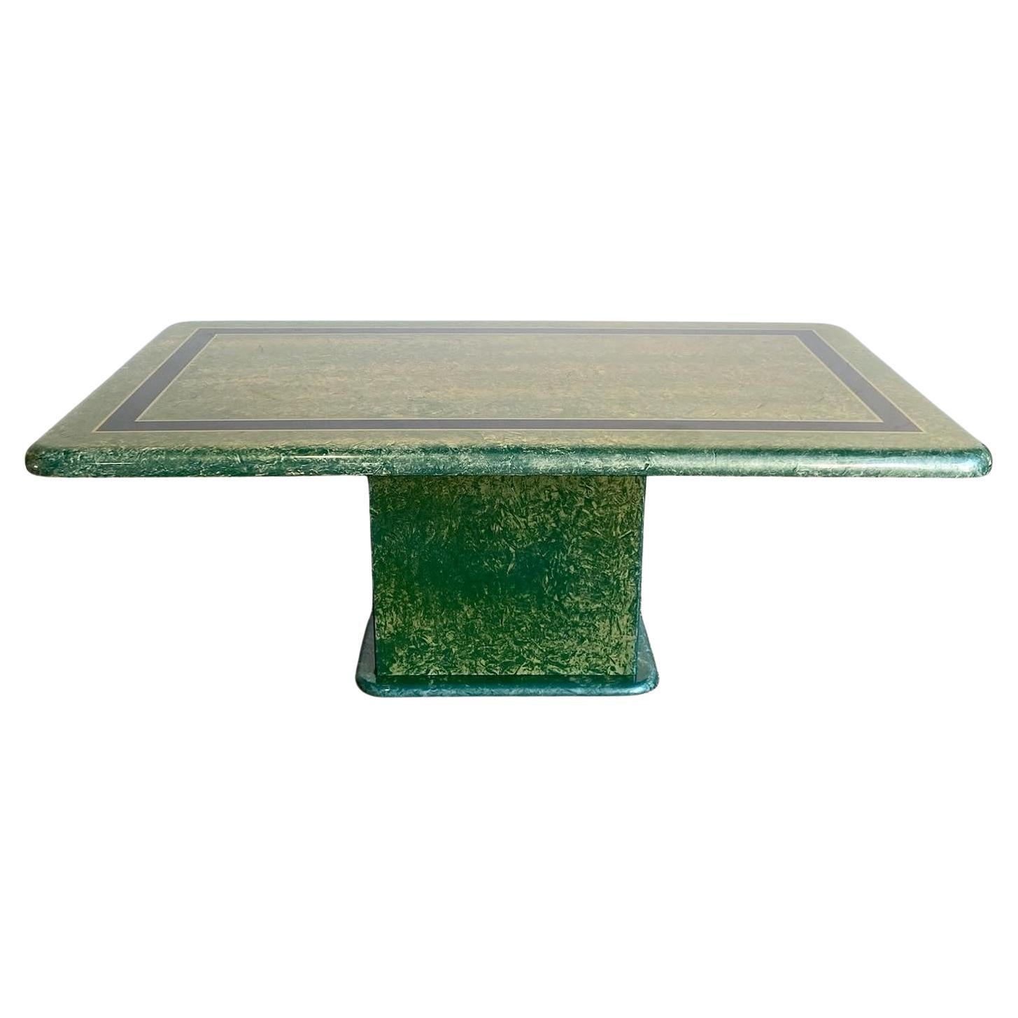 Art Deco Faux Green Marble Rectangular Dining Table For Sale at 1stDibs