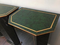 Art Deco Faux-Malachite Cabinets, Set of Three