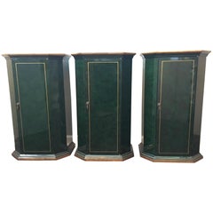 Art Deco Faux-Malachite Cabinets, Set of Three