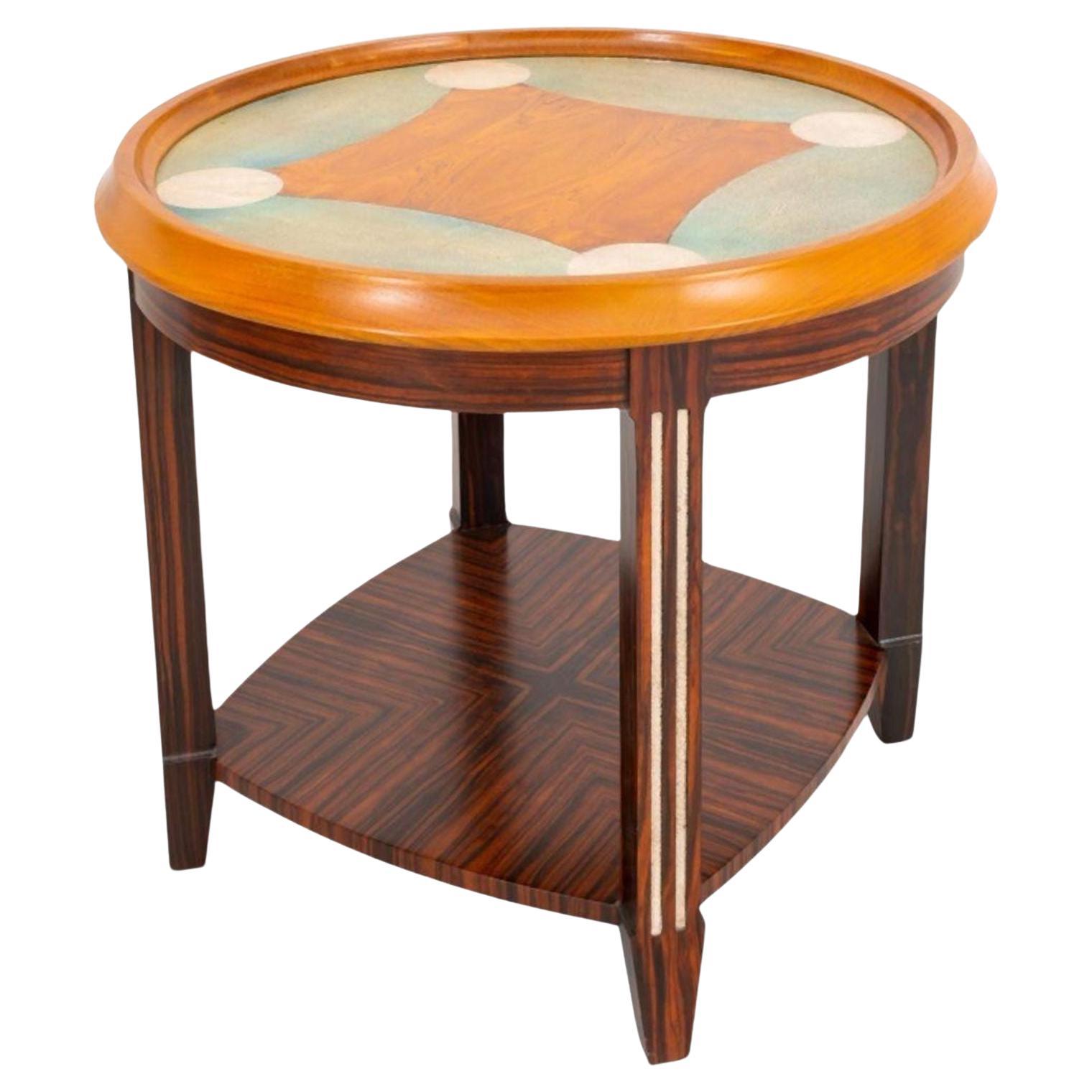 Art Deco Faux Shagreen Side Table, c. 1980's For Sale