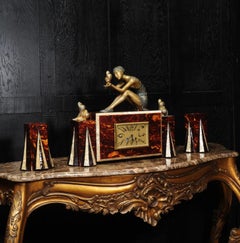 Art Deco Faux Tortoiseshell Clock, Set Girl with Doves