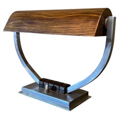 Art Deco Faux Wood Bankers Desk Lamp
