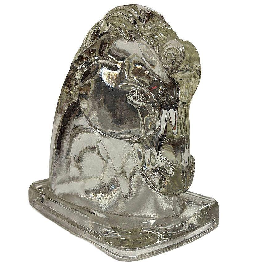 Serre-livres à tête de cheval en verre clair pressé Art Déco Federal Glass Excellent état - En vente à Van Nuys, CA
