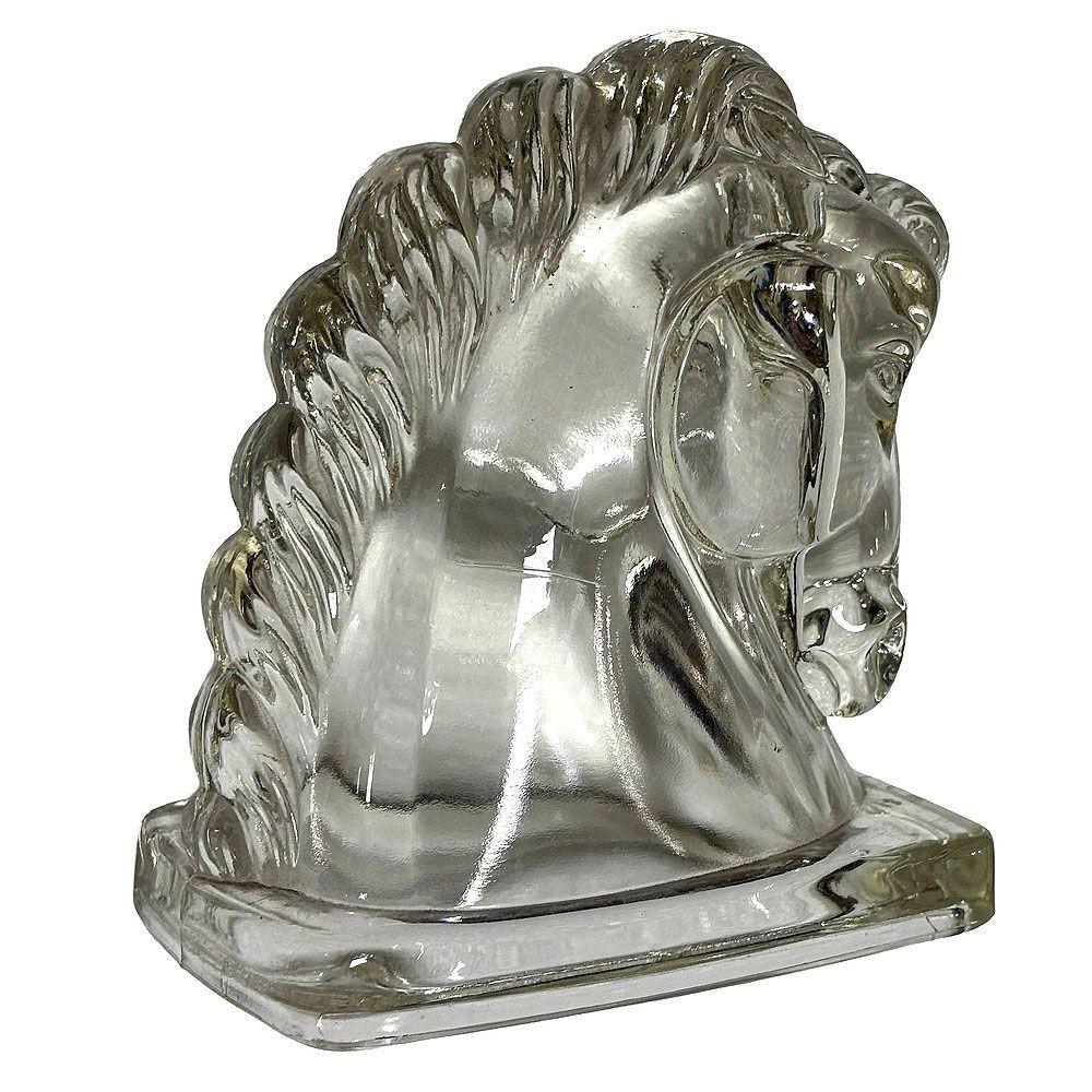 Verre Serre-livres à tête de cheval en verre clair pressé Art Déco Federal Glass en vente