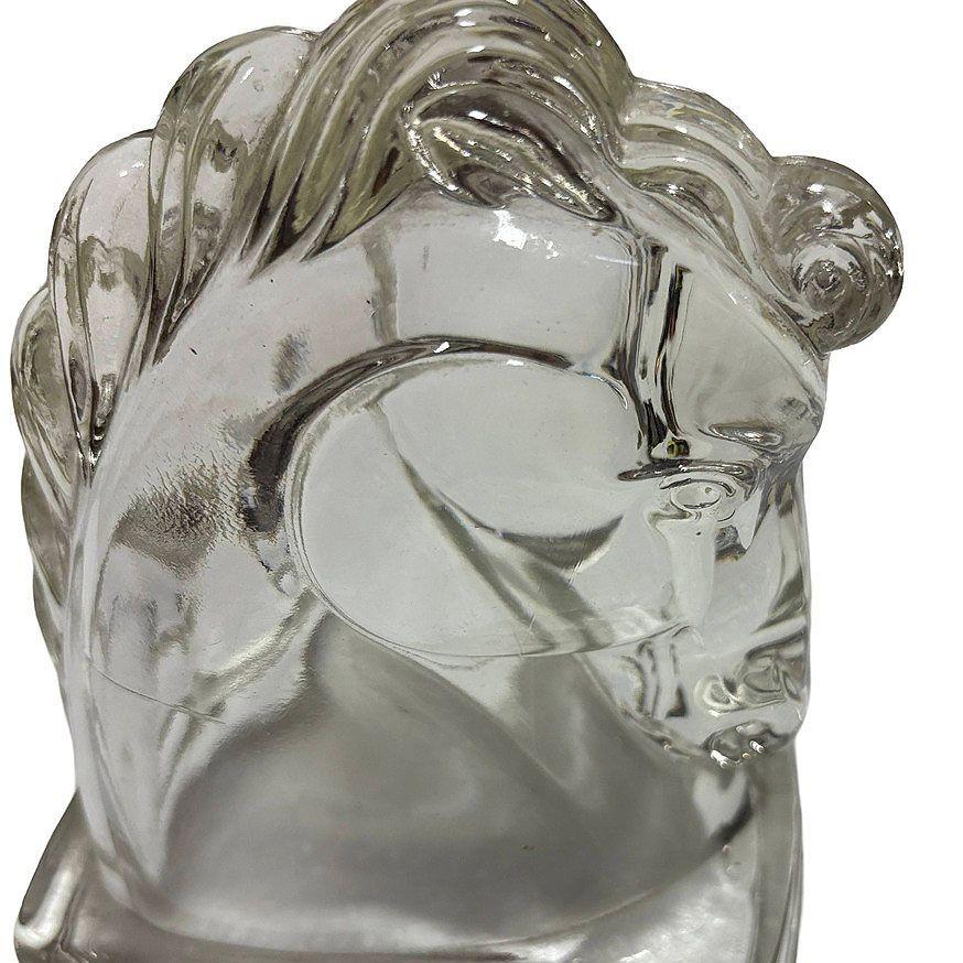 Serre-livres à tête de cheval en verre clair pressé Art Déco Federal Glass en vente 2