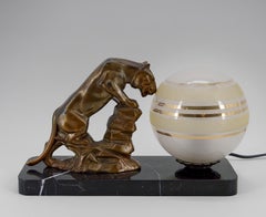 Art Deco Feline Lamp, France, circa 1930