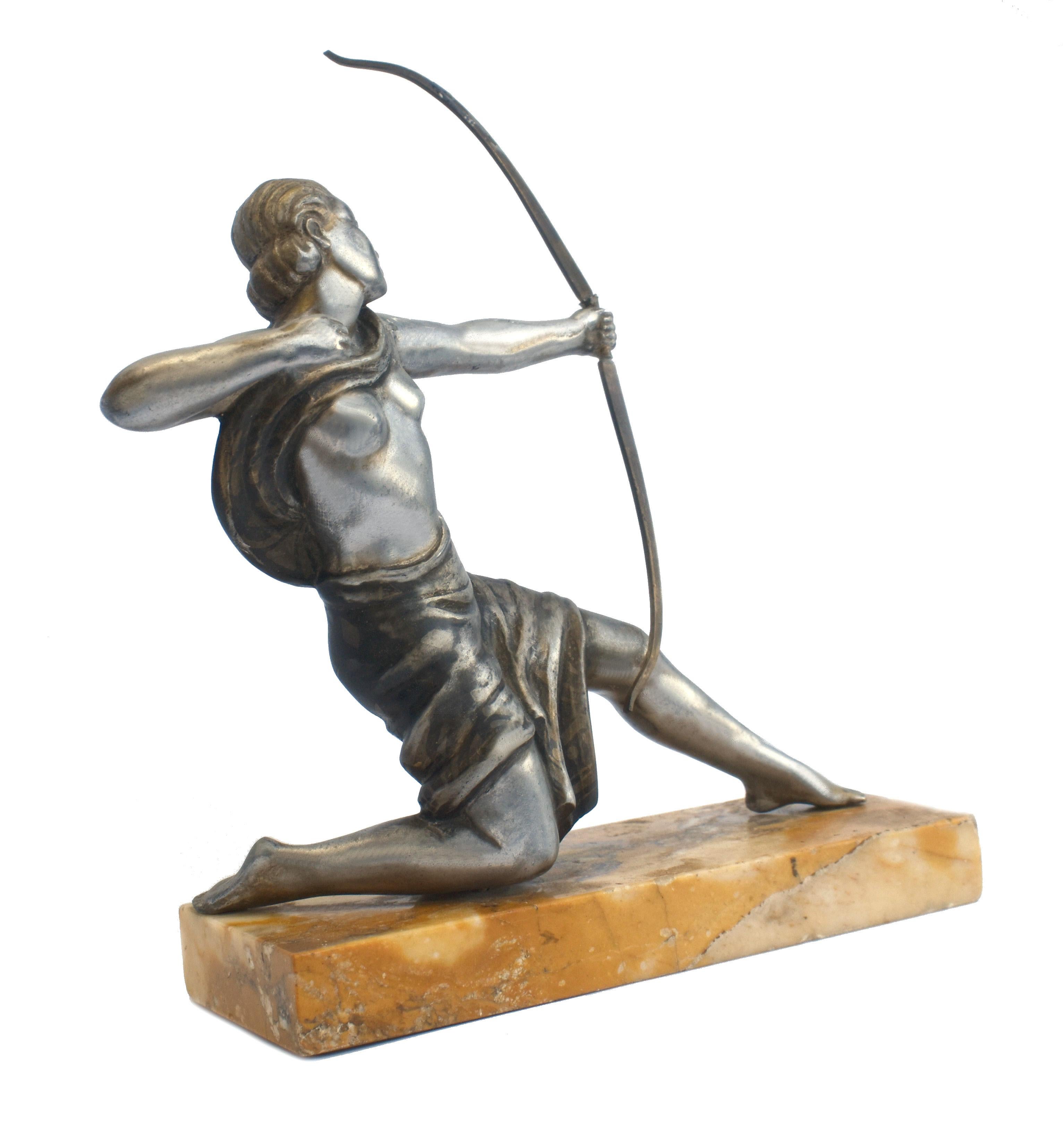 Art Deco Female Archer, 'Diana the huntress', French, c1930 In Good Condition In Devon, England