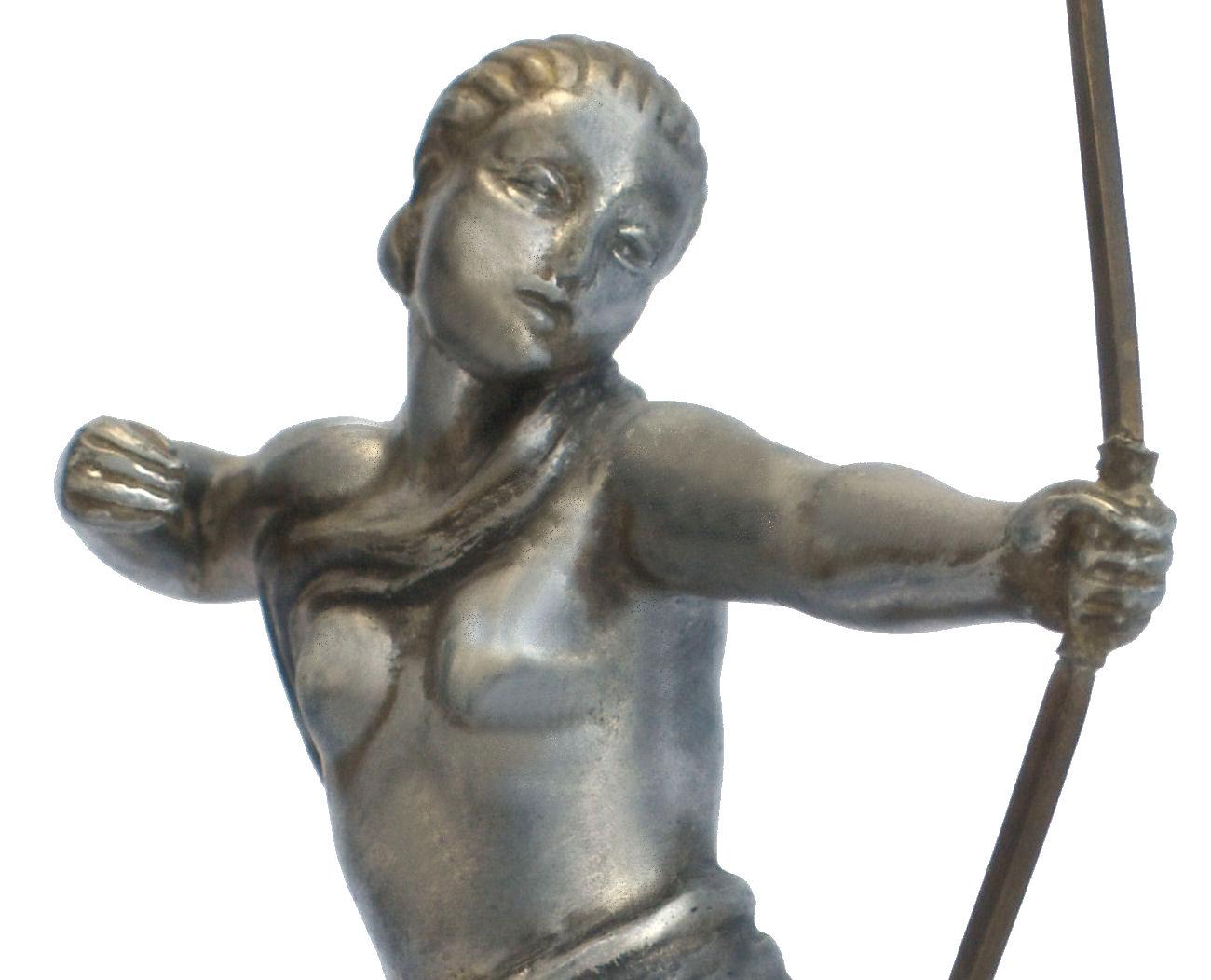 Spelter Art Deco Female Archer, 'Diana the huntress', French, c1930