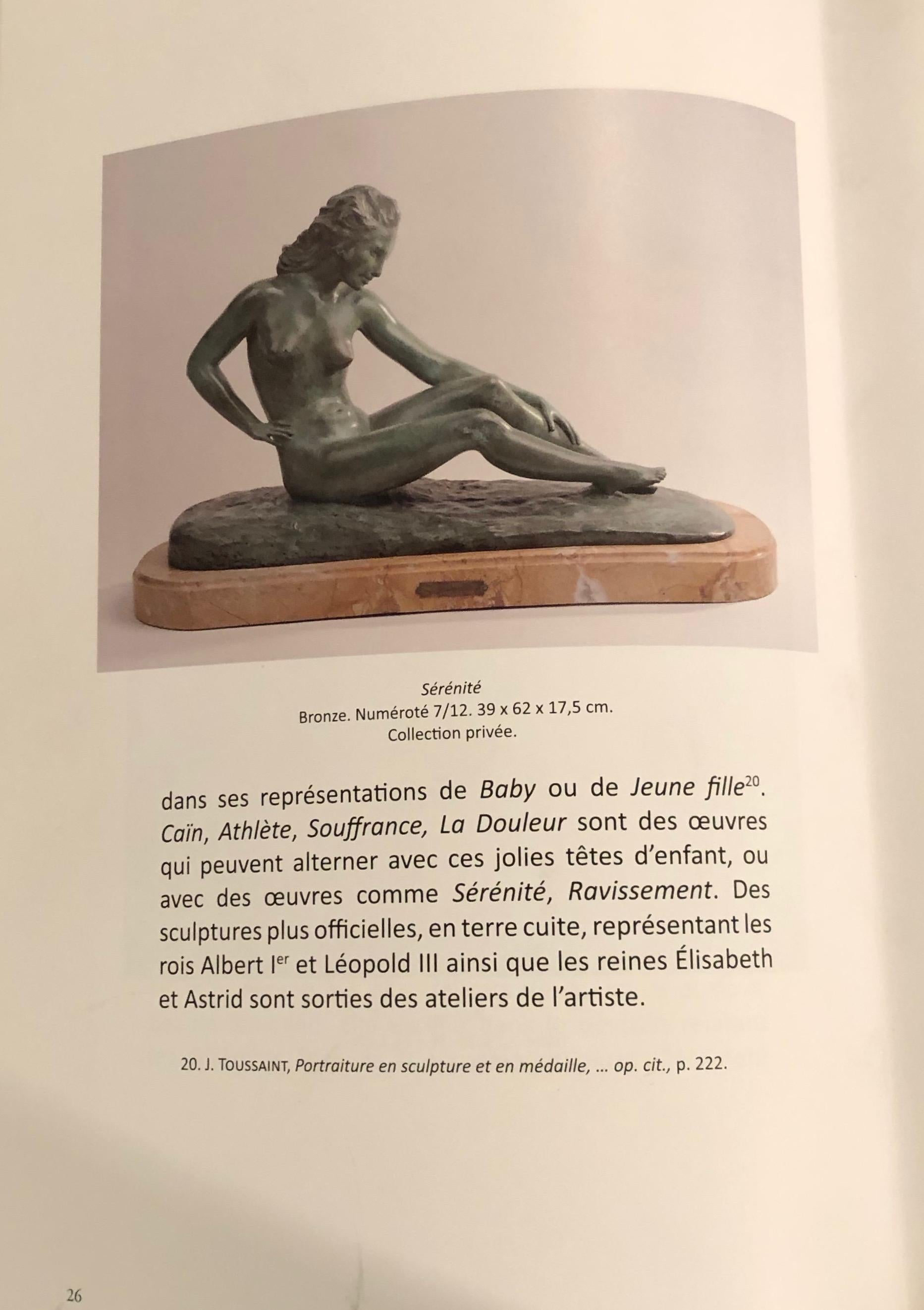 Art Deco Female Bronze by Paule Bisman Serenite For Sale 7