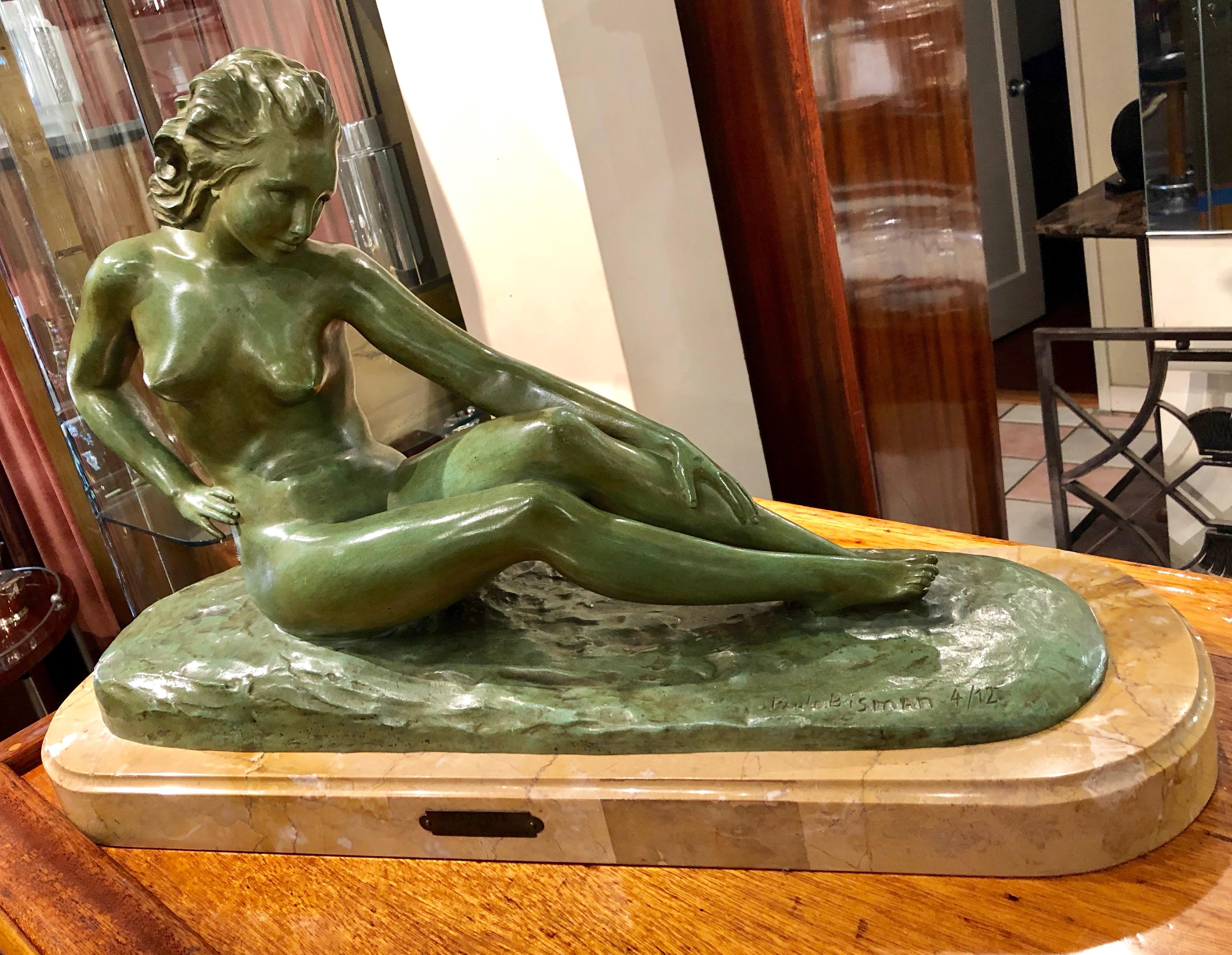Art Deco Female Bronze by Paule Bisman Serenite In Good Condition For Sale In Oakland, CA