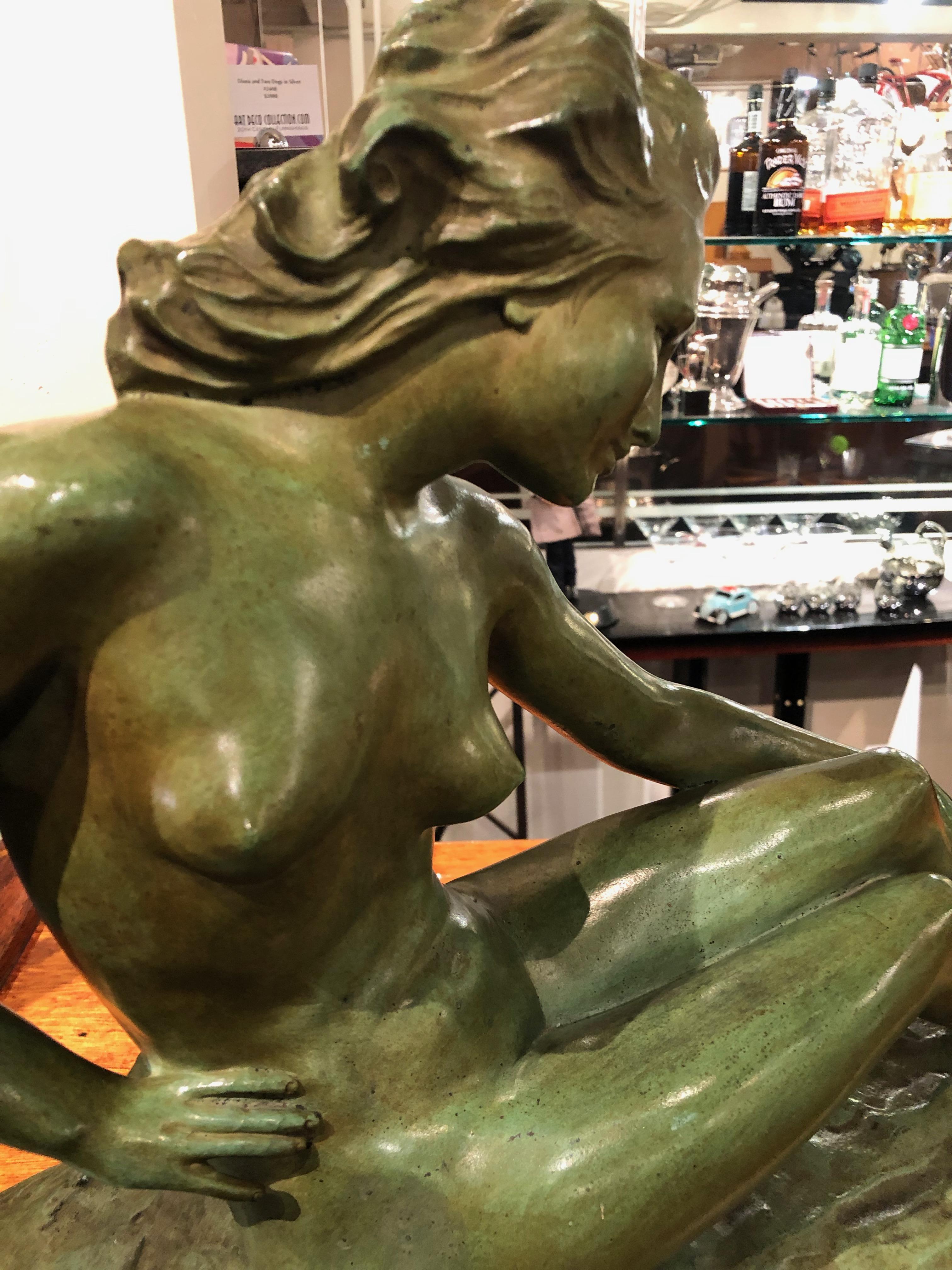 Mid-20th Century Art Deco Female Bronze by Paule Bisman Serenite For Sale