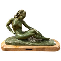 Used Art Deco Female Bronze by Paule Bisman Serenite