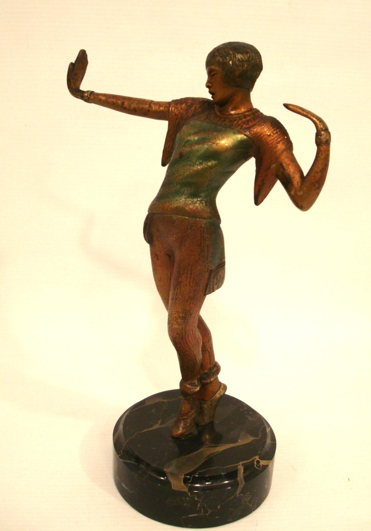 Policromo Scultura di ballerina Art Deco - Josephine Baker - 1920 in vendita