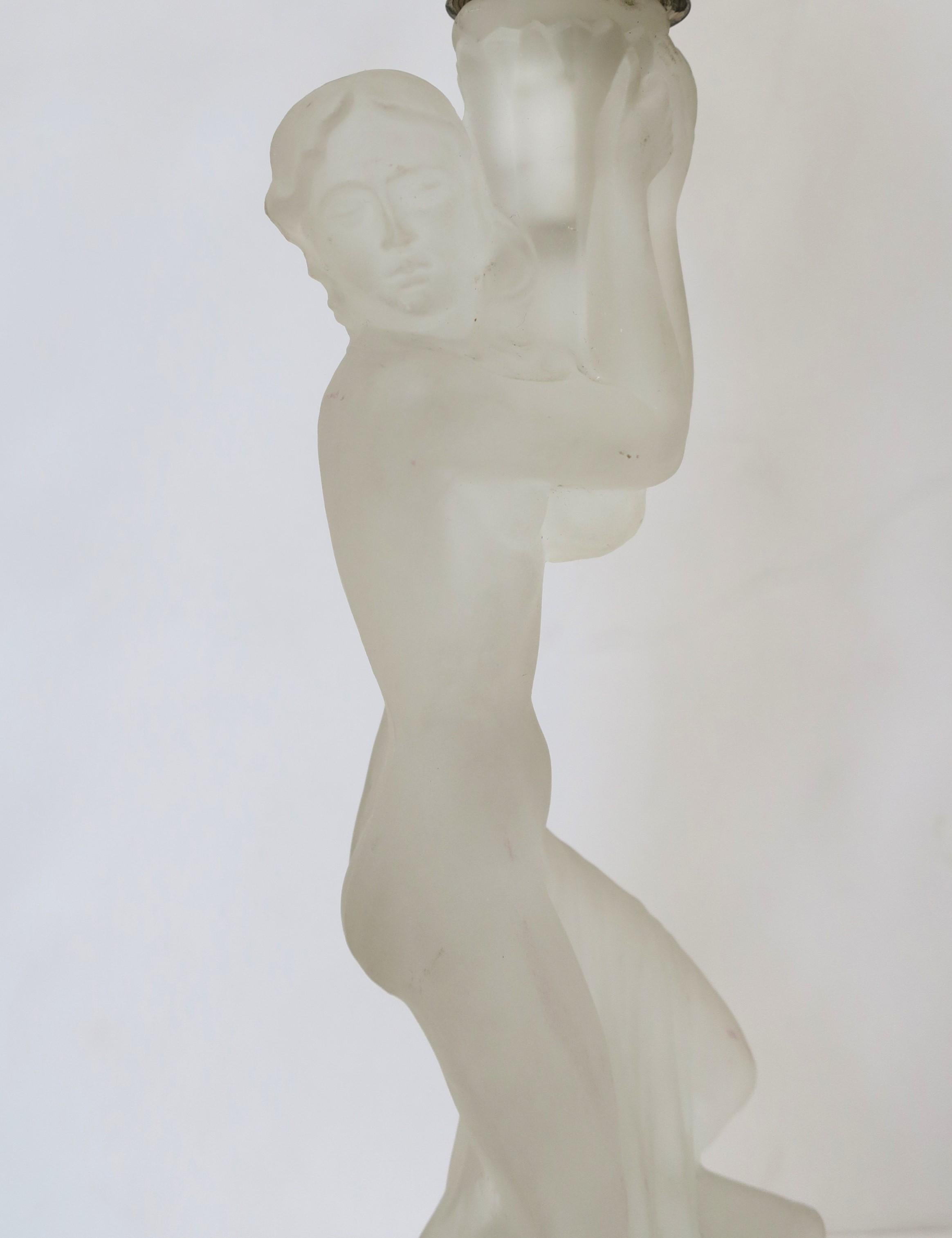 Portacandele con scultura femminile di epoca Art Deco in vendita 5