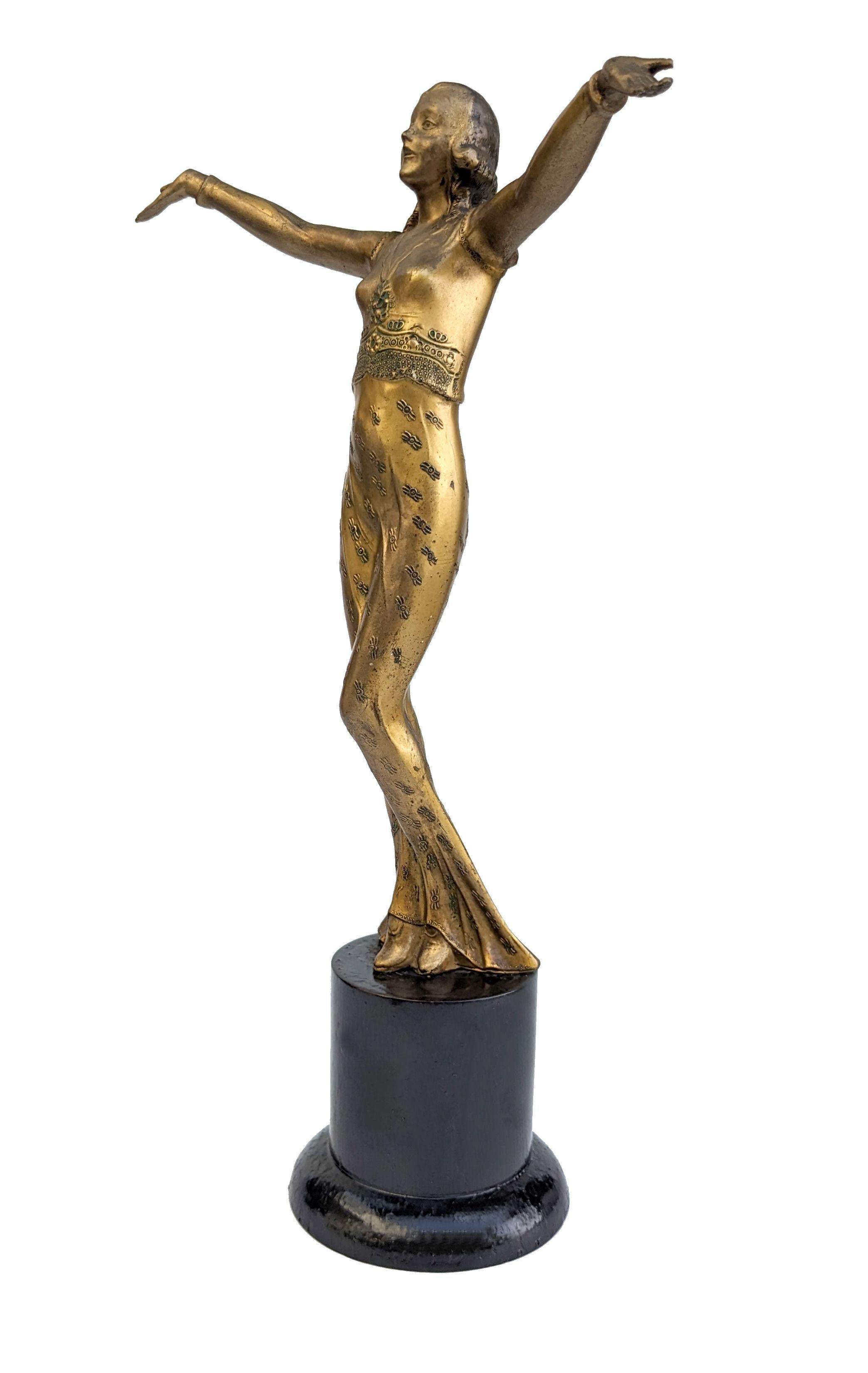 Gilt Art Deco Female 'Hollywood' Girl In Spelter, c1930 For Sale