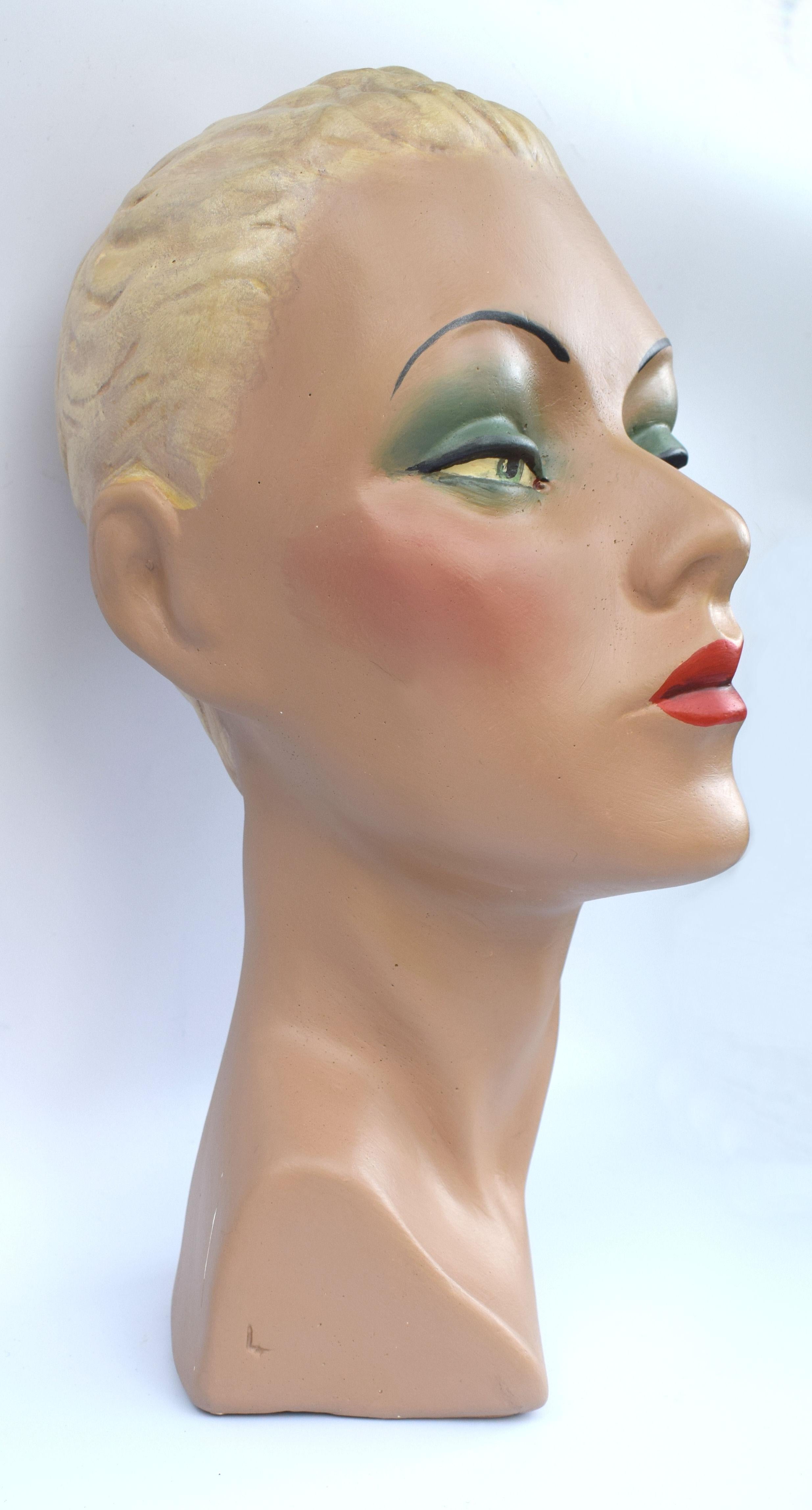 English Art Deco Female Mannequin Bust, c1940's For Sale