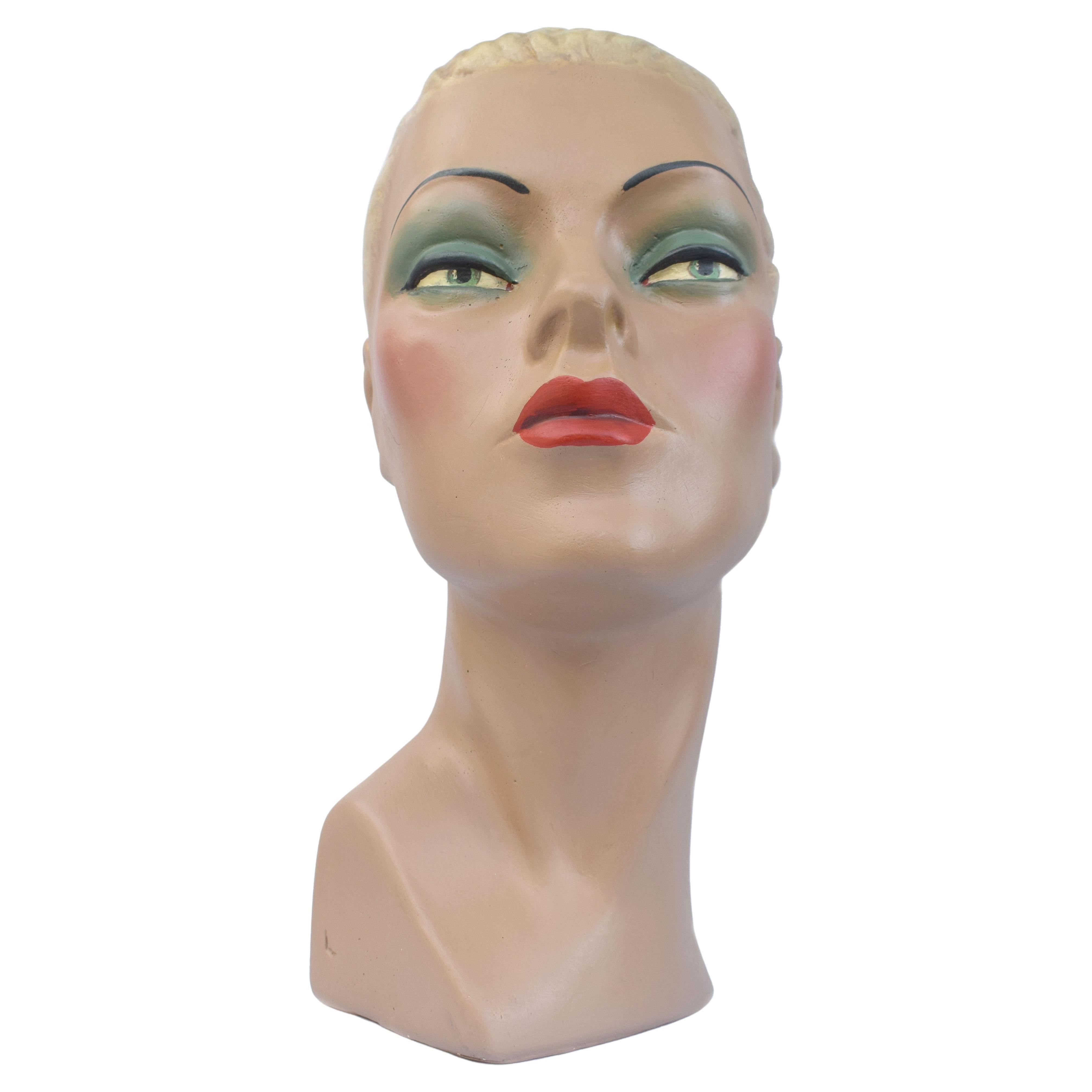 Art Deco Female Mannequin Bust, c1940's For Sale
