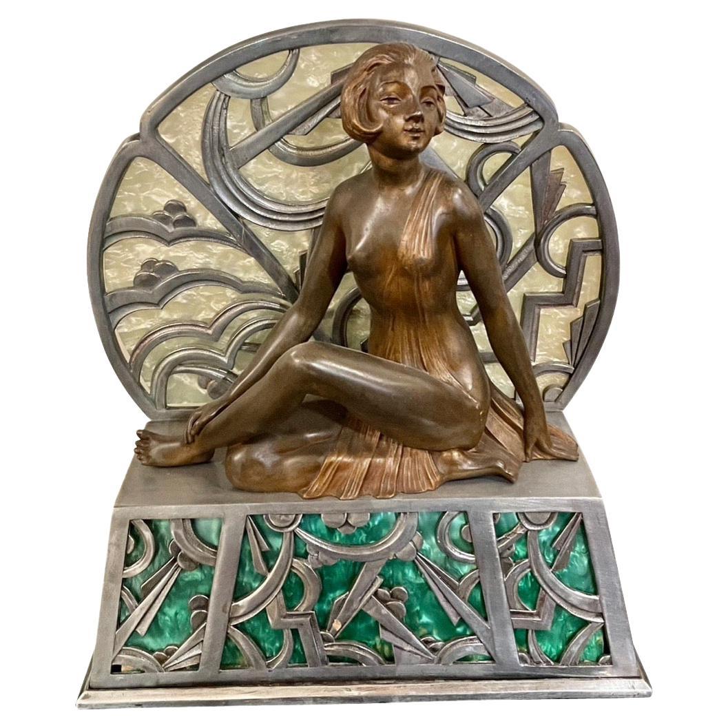 Art Deco Female Statue Table Lamp Light Limousin