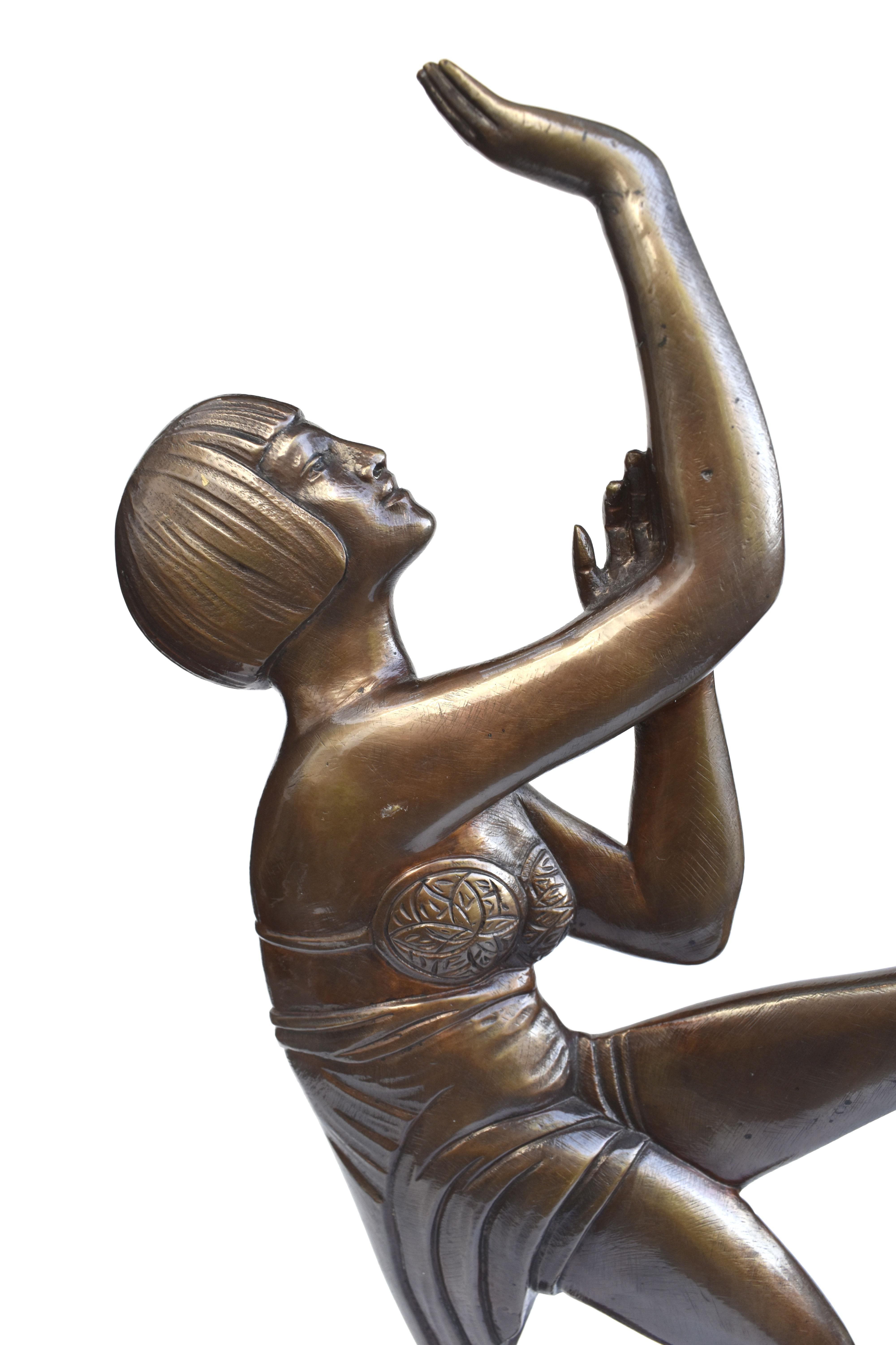 Metal Art Deco Female Two Dimensional Figural Dancer, c1930