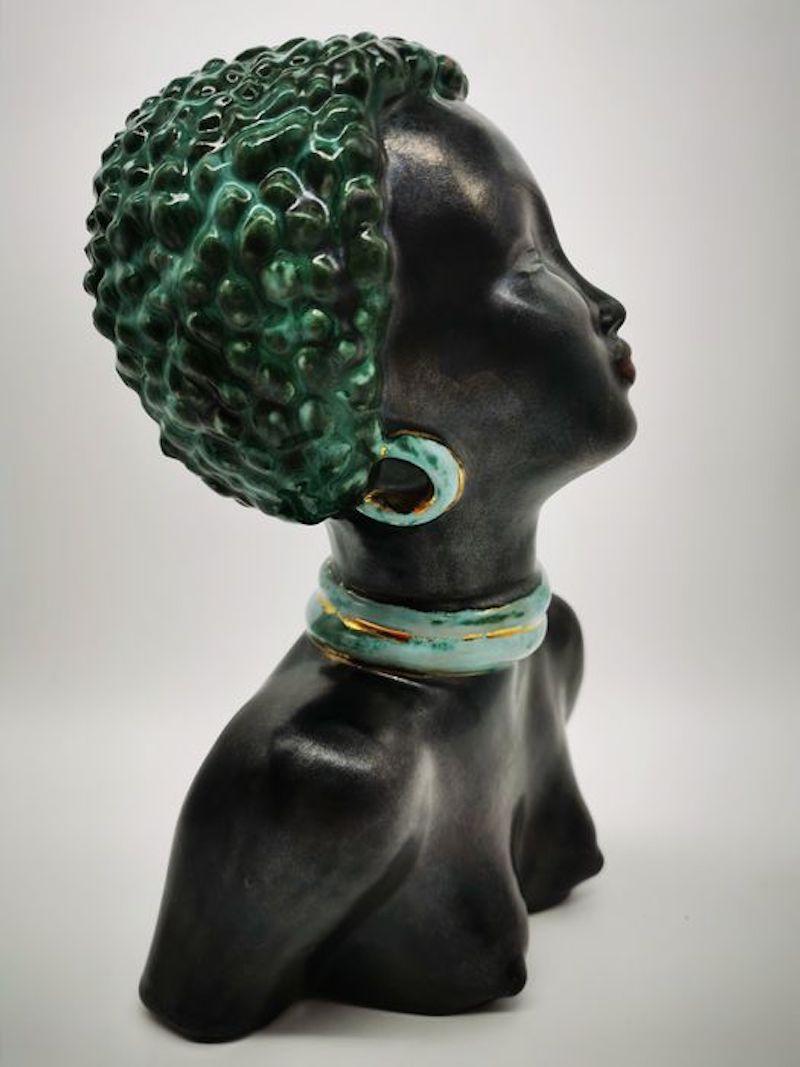 European Art Deco Feminine Lacquered Ceramic Sculpture