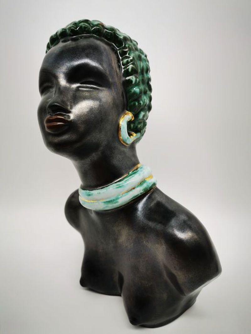 Art Deco Feminine Lacquered Ceramic Sculpture 3