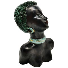 Art Deco Feminine Lacquered Ceramic Sculpture