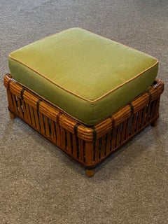 Art Deco Ottoman by Heywood-Wakefield Co., Fibre Reed, 1920s, USA