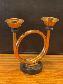 Art Deco "Fiesta" Kupfer-Kerzenhalter von Ruth & William Gerth für Chase Co.