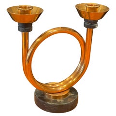 Art Deco "Fiesta" Kupfer-Kerzenhalter von Ruth & William Gerth für Chase Co.