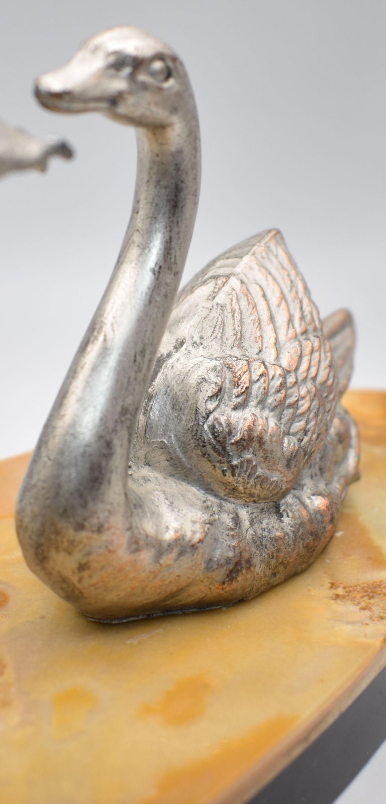 Statuette Ancienne Femme Et Cygne – Plâtre – Années 30