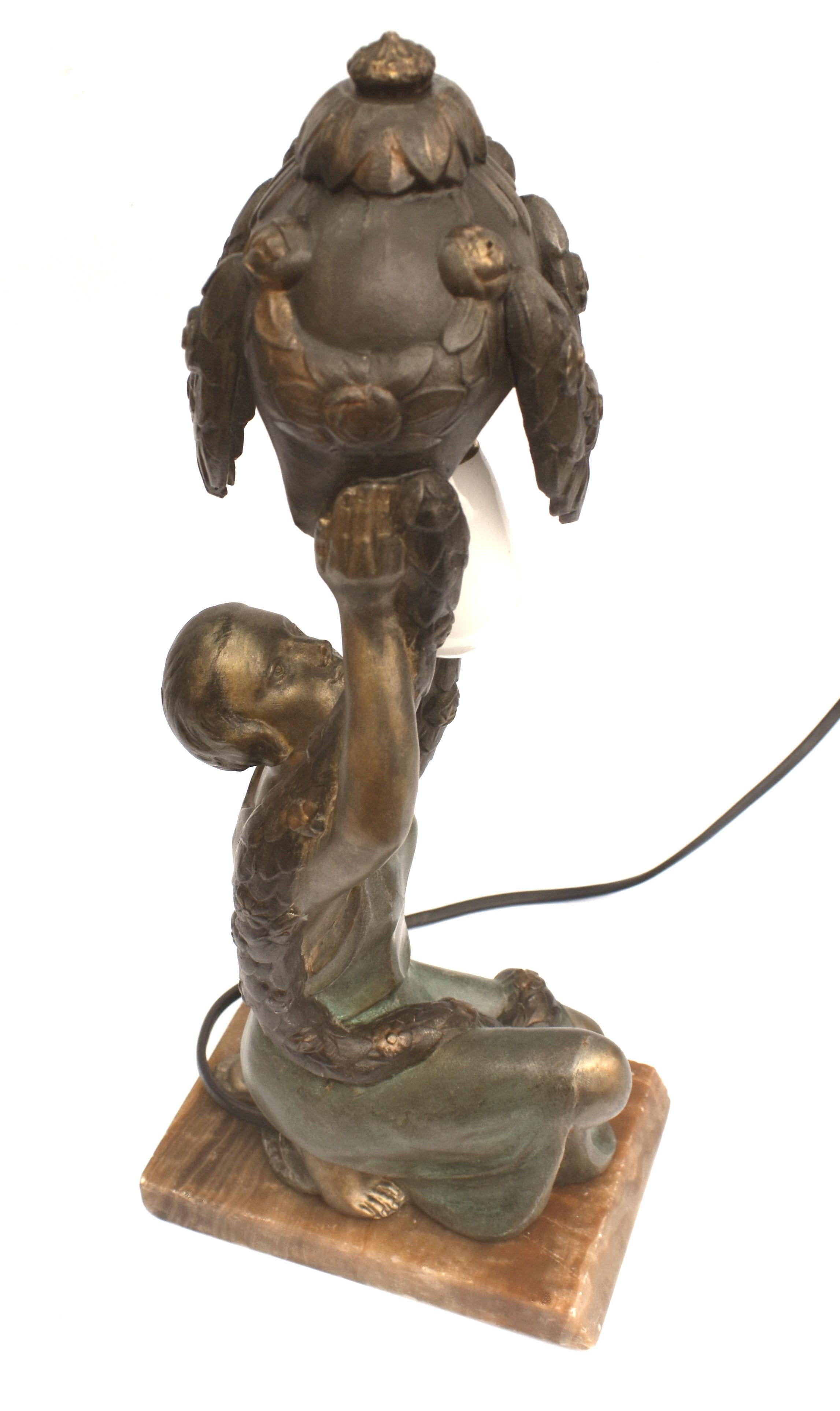 Art Deco Figural Lamp by P.Sega , France, c1930 In Good Condition For Sale In Devon, England