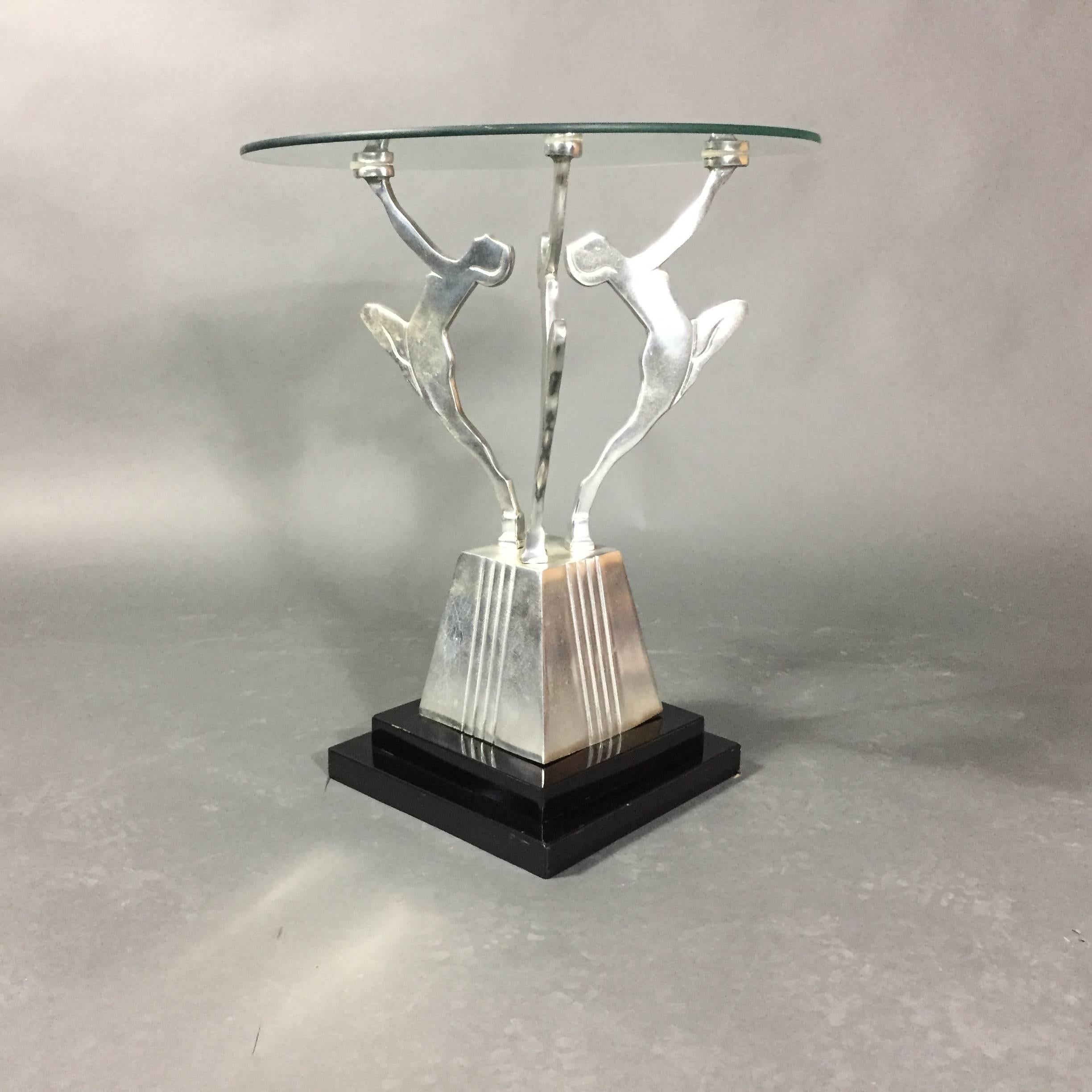 Mid-20th Century Art Deco Figural Metal Cocktail Table, USA, 1950s For Sale