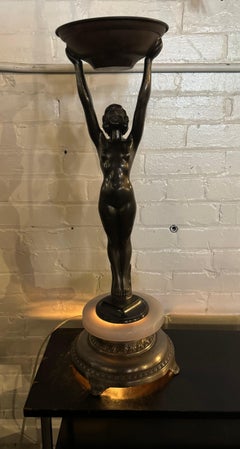 Art Deco Figural Reclining Nude Lite-up sculpture / smoking stand