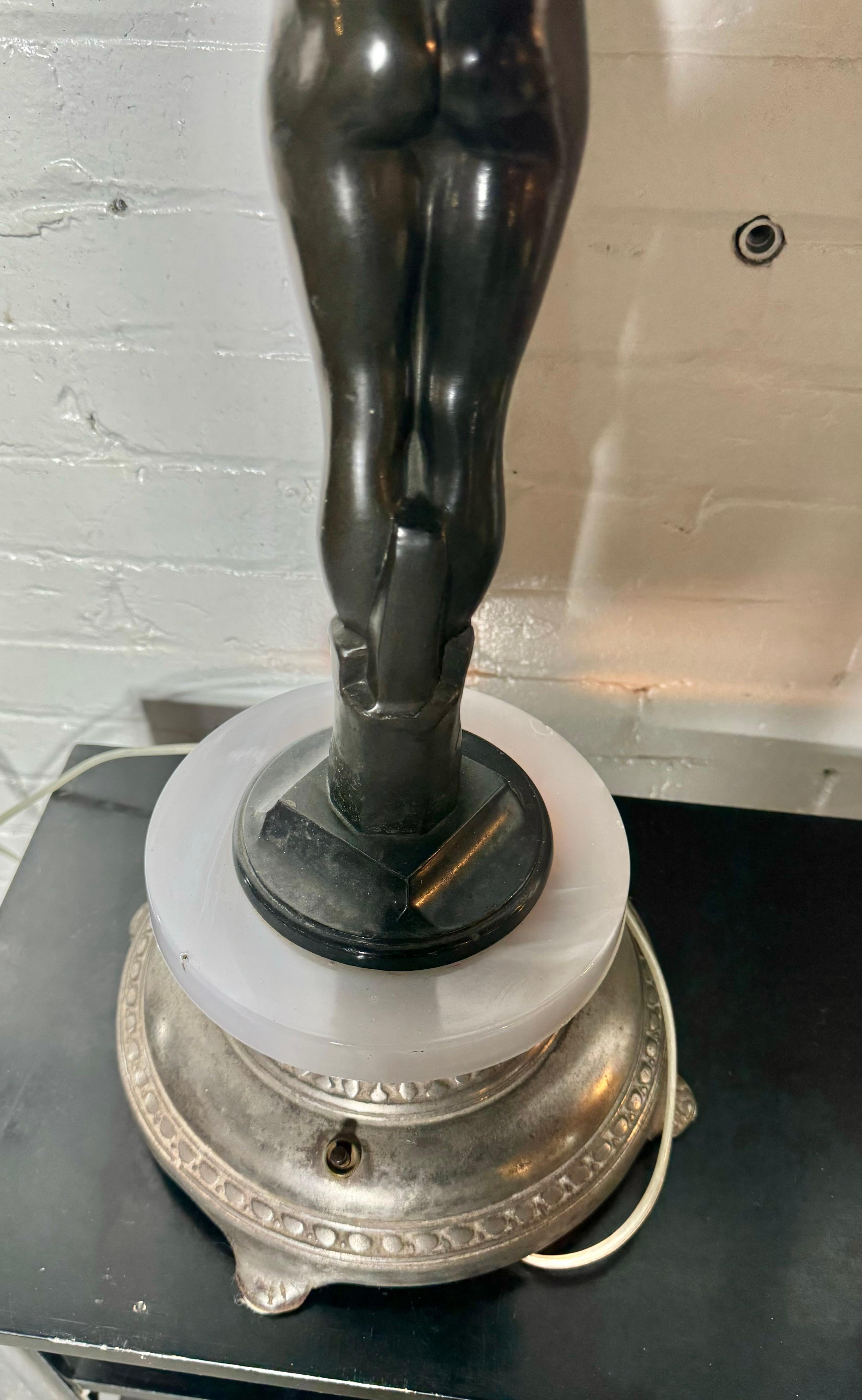 Art Deco Figural Reclining Nude Lite-up sculpture / smoking stand In Good Condition In Buffalo, NY