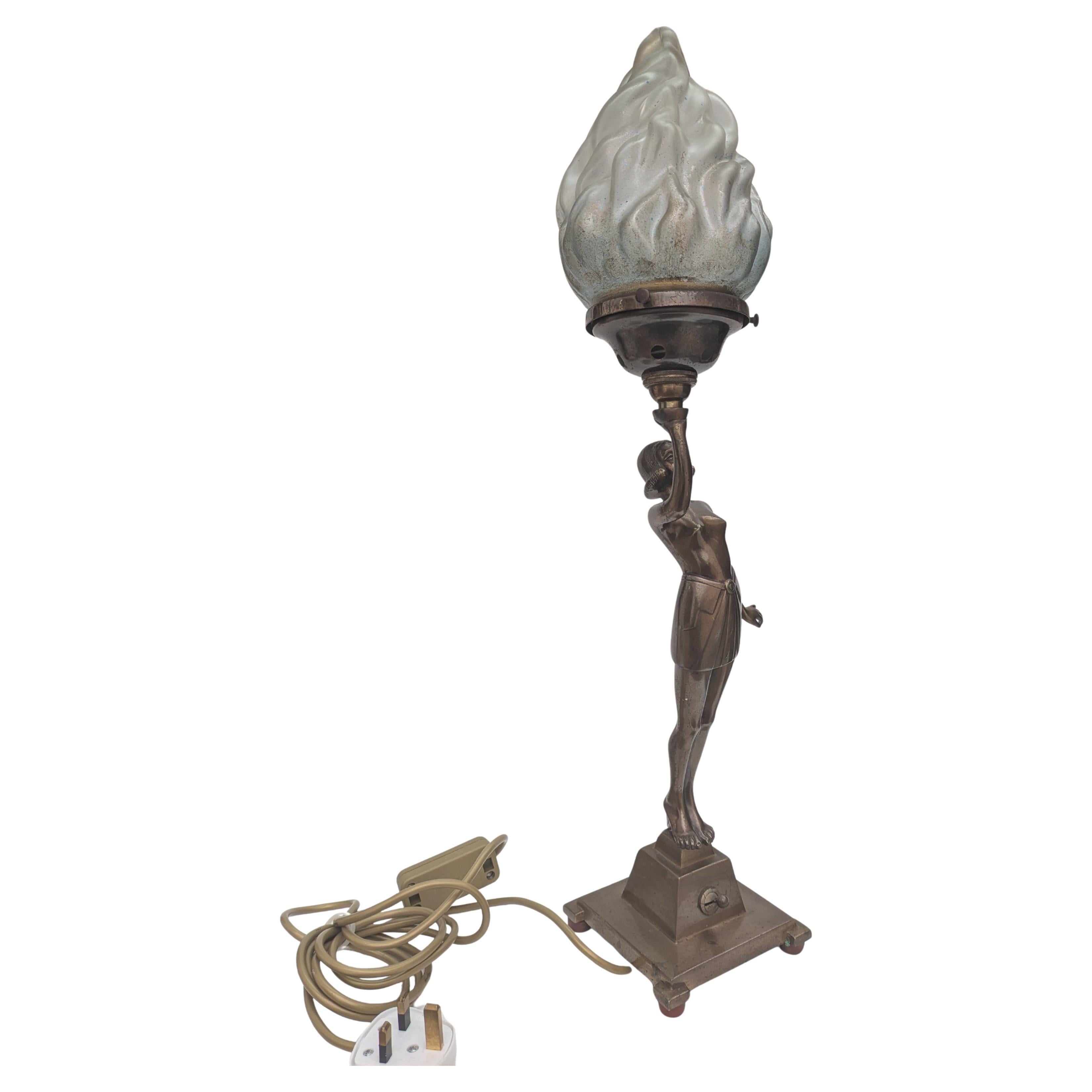 British Art Deco Figural Table Lamp, English, circa 1930 For Sale