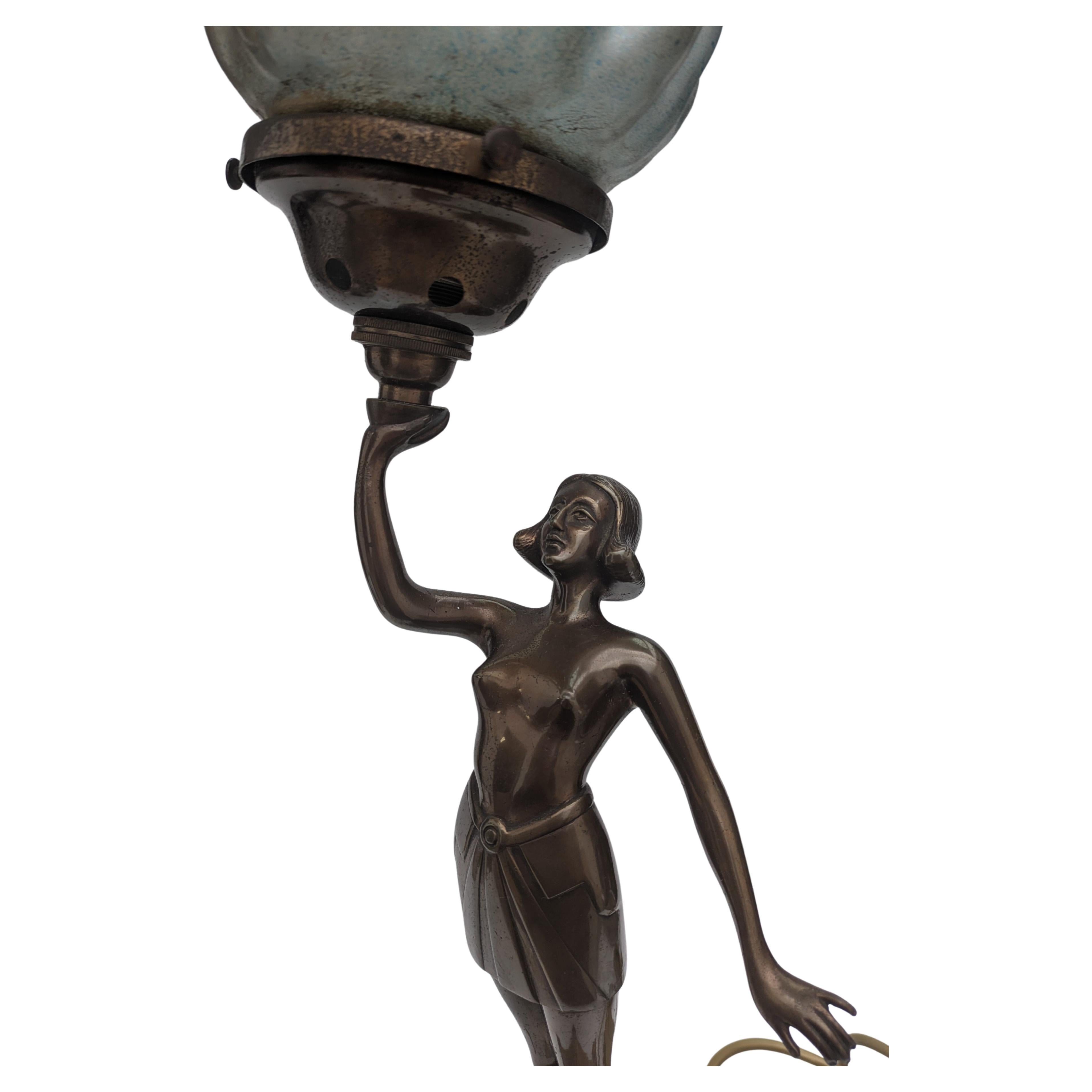 Art Deco Figural Table Lamp, English, circa 1930 In Good Condition For Sale In Devon, England