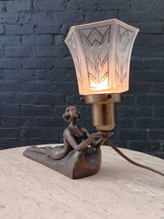 Art Deco Figural Table Lamp, signed Chandler