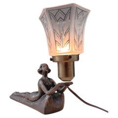 Art Deco Figural Table Lamp, signed Chandler