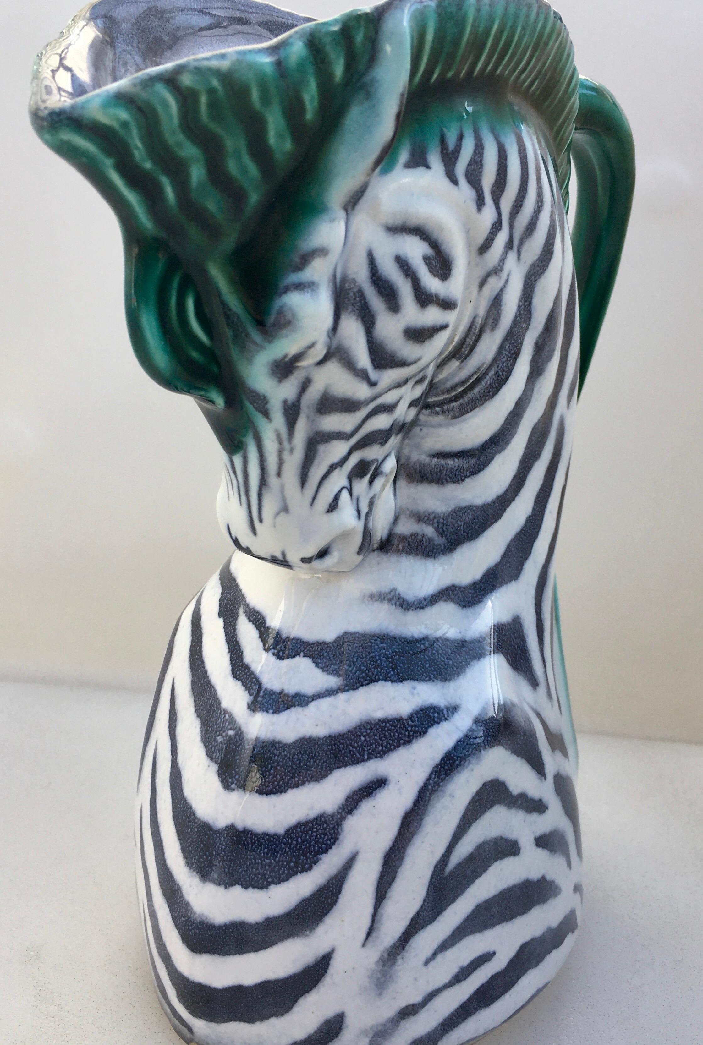 Art Deco Figural Zebra Serving Pitcher, Czech Ditmar Urbach Pottery 1