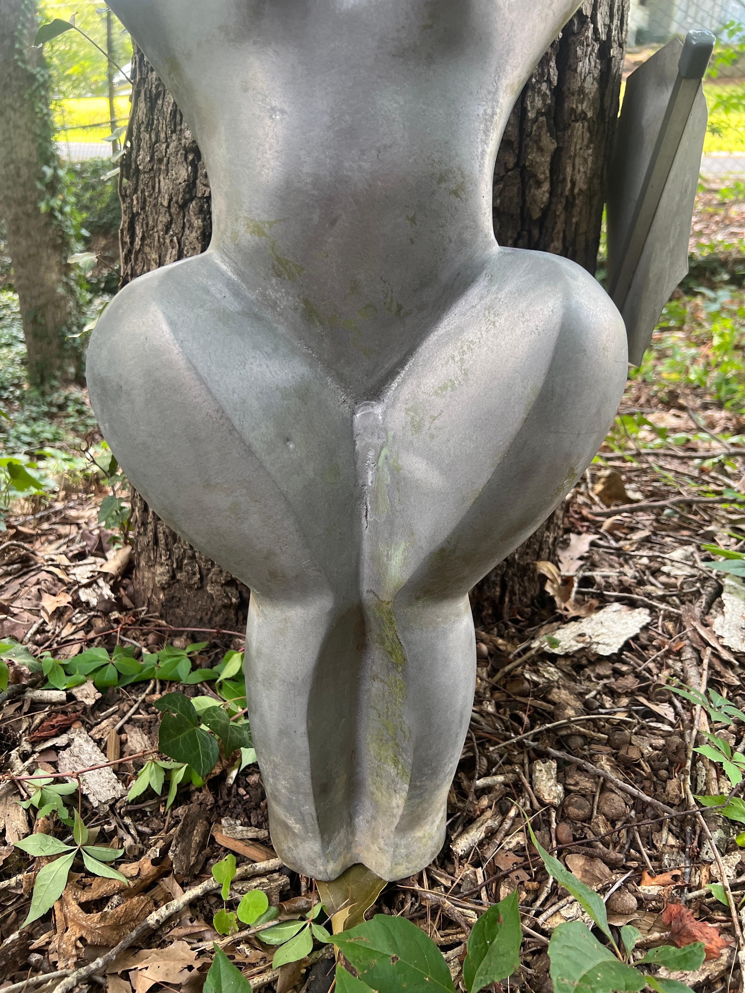 Art Deco Figurative Nude Aluminum Sculpture - Garden Used In Good Condition For Sale In Atlanta, GA