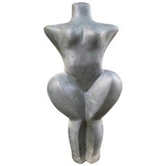 Art Deco Figurative Nude Aluminum Sculpture - Garden Antique