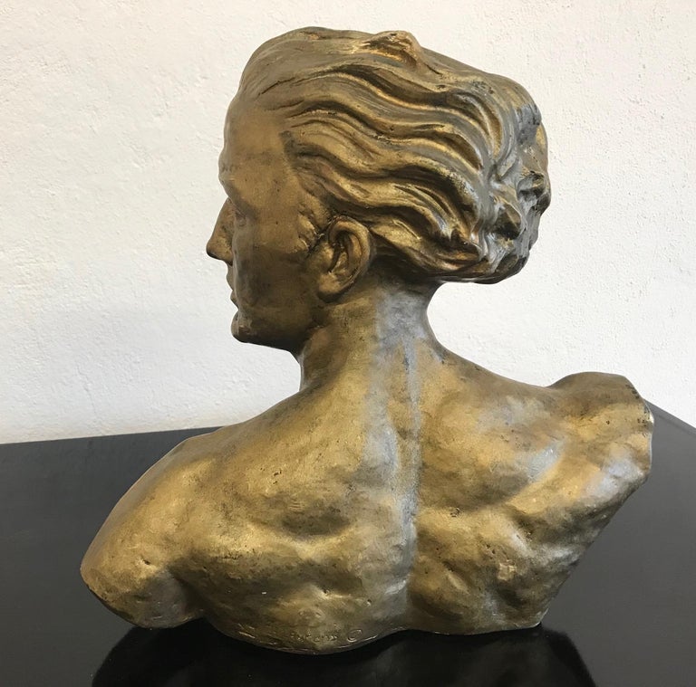 Art Deco Figurative Sculpture of a Male Bust, H. Laurens For Sale at