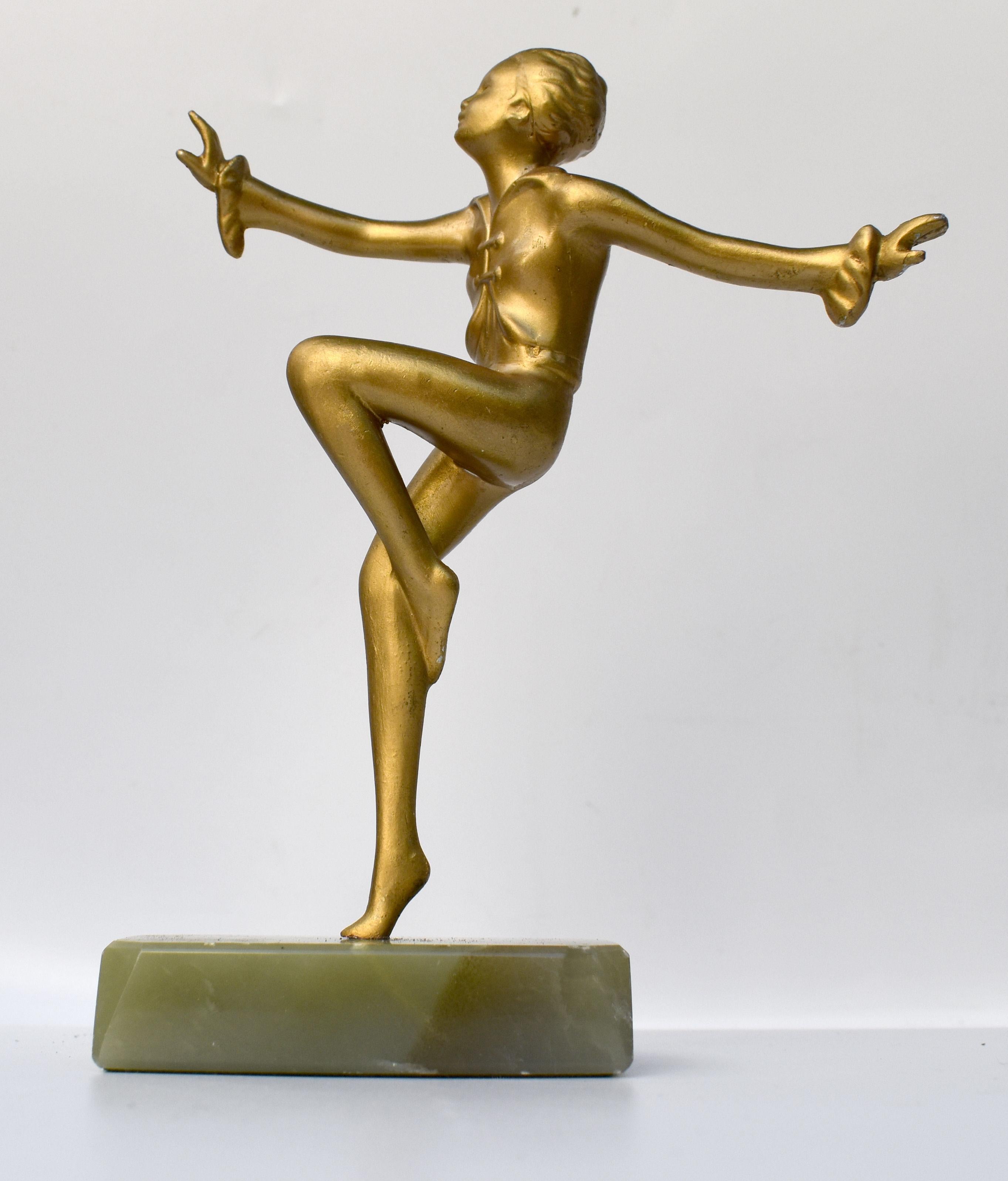 European Art Deco Figurative Spelter Dancer, c1930